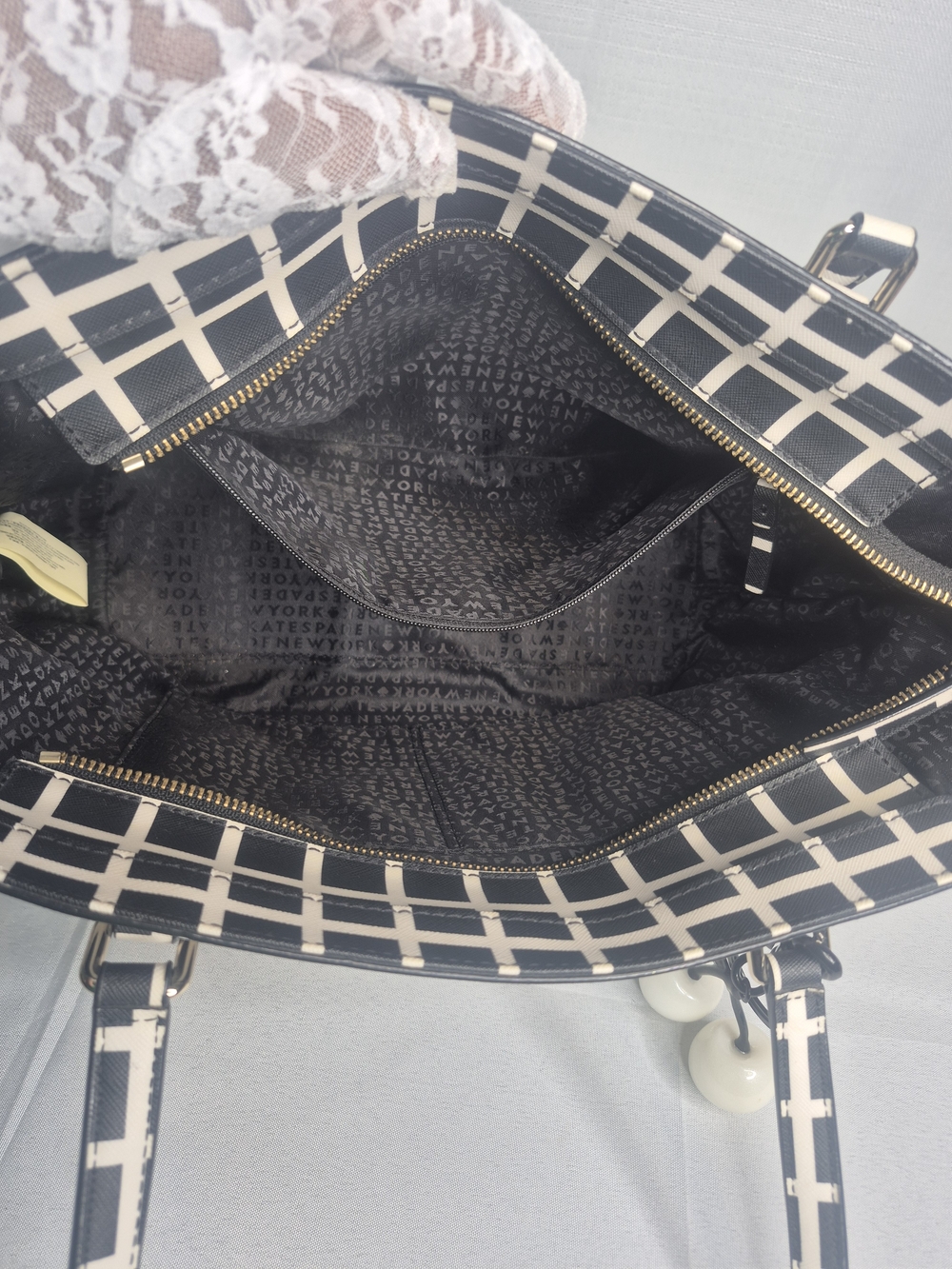kate spade Black & White Grid Tote (Like New) - Picture 17 of 17